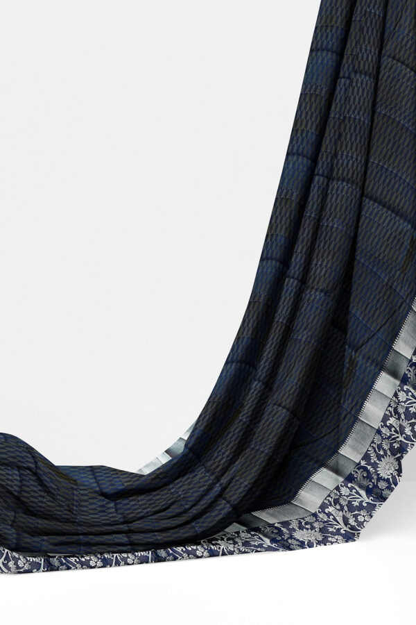 sri kumaran stores tussar silk dark grey saree with silver colour border 3