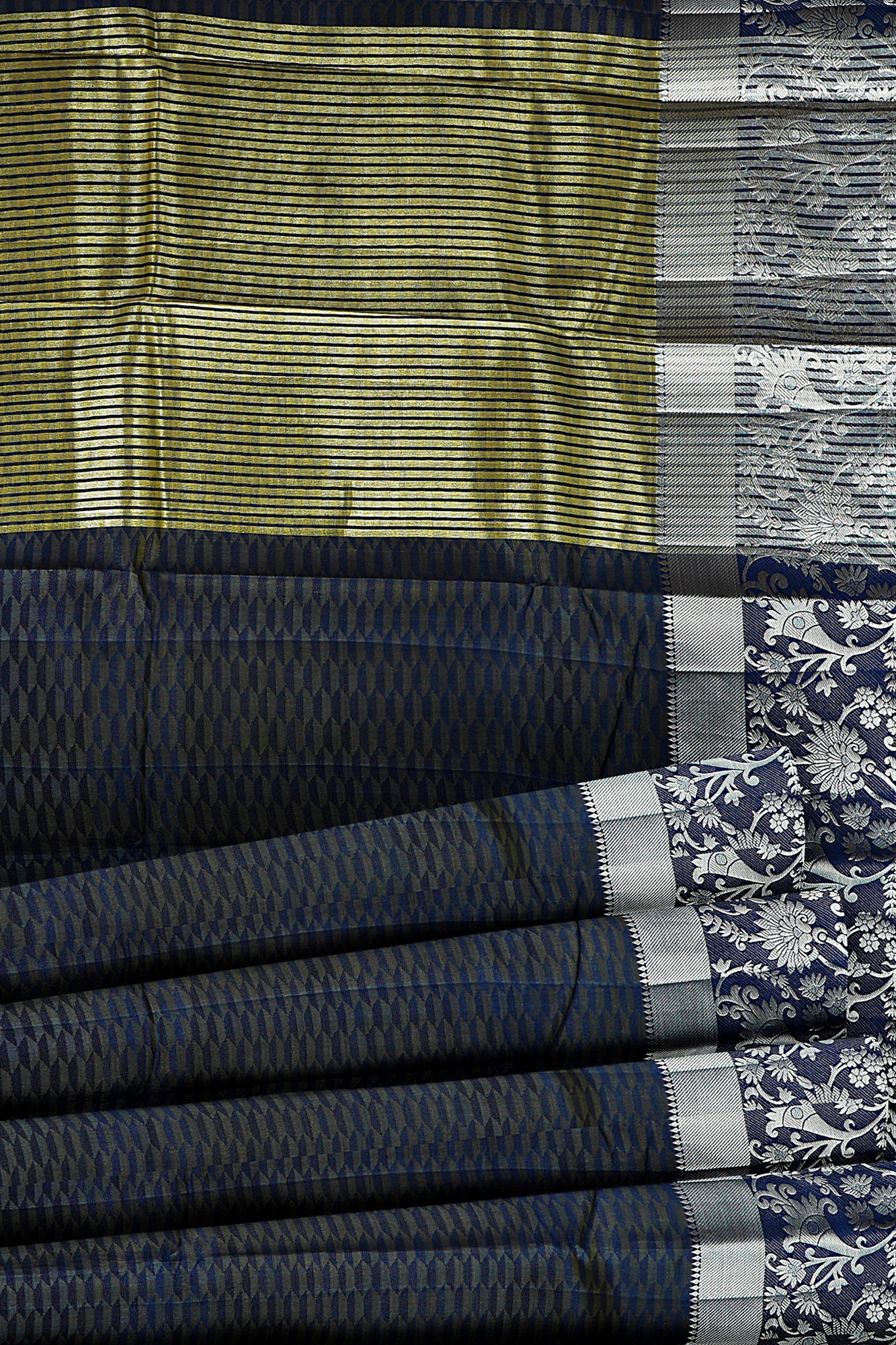 sri kumaran stores tussar silk dark grey saree with silver colour border 4