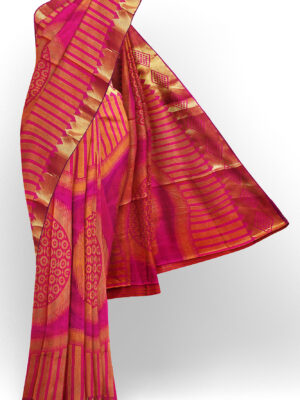 sri kumaran stores tussar silk golden pink saree with golden colour border 1