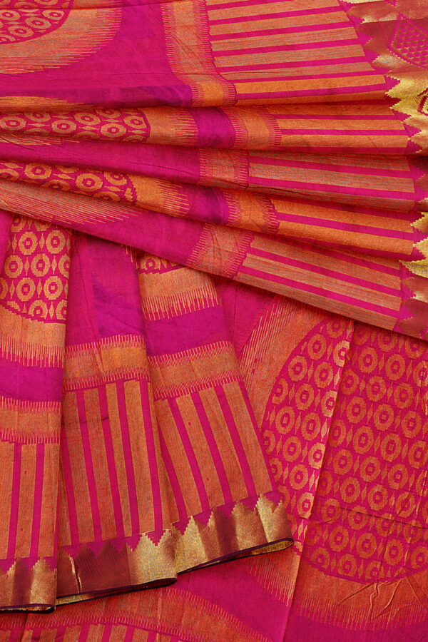 sri kumaran stores tussar silk golden pink saree with golden colour border 5