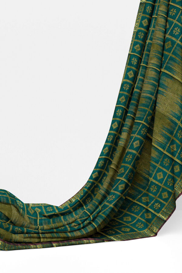 sri kumaran stores tussar silk green saree with golden colour border 3