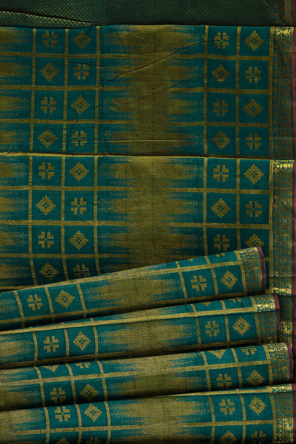 sri kumaran stores tussar silk green saree with golden colour border 4