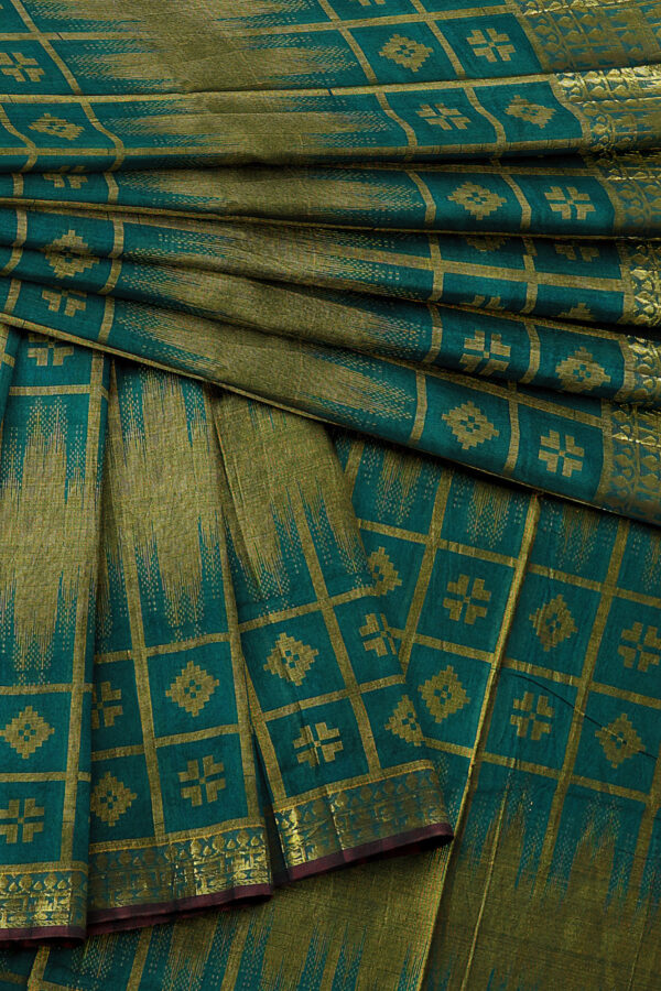 sri kumaran stores tussar silk green saree with golden colour border 5