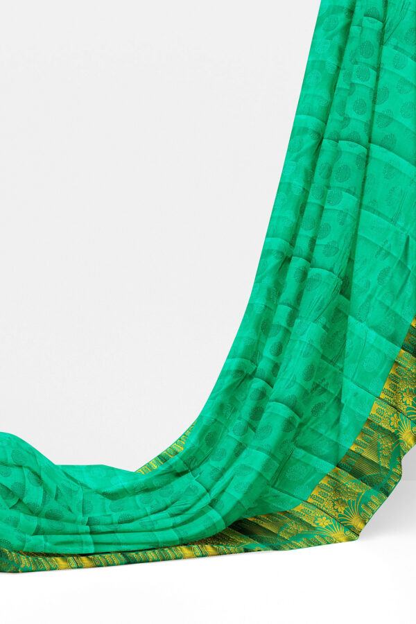 sri kumaran stores tussar silk mint green saree with golden border 3
