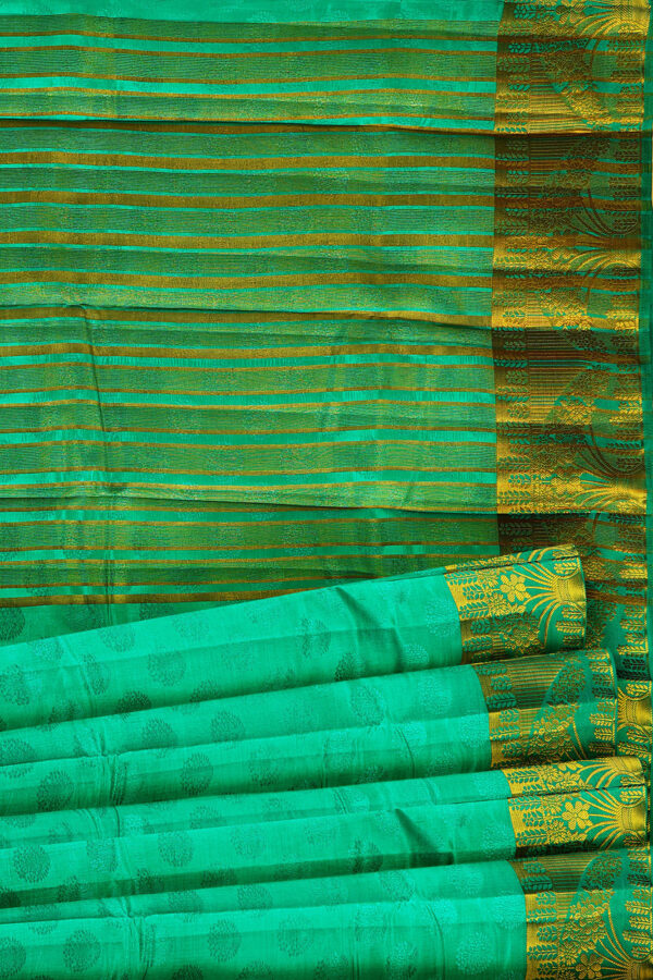 sri kumaran stores tussar silk mint green saree with golden border 4