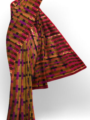 sri kumaran stores tussar silk multi colour saree with golden colour border 1
