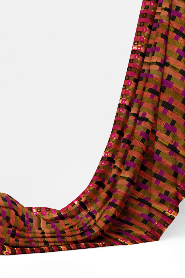 sri kumaran stores tussar silk multi colour saree with golden colour border 3