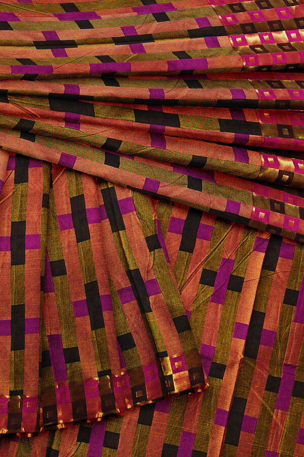 sri kumaran stores tussar silk multi colour saree with golden colour border 5