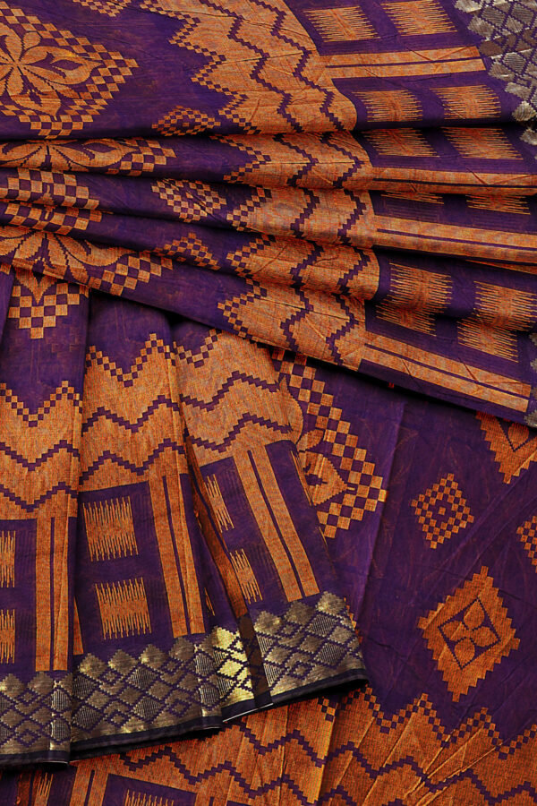 sri kumaran stores tussar silk purple saree with golden colour border 5