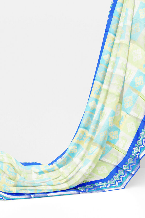 sri kumaran stores tussar silk white saree with blue border 3
