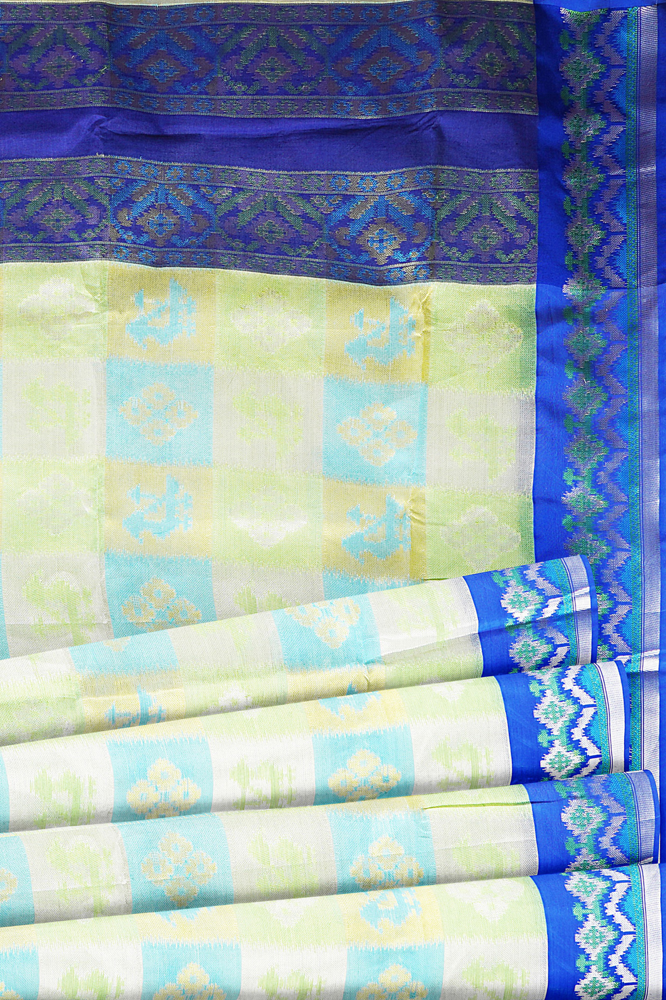 sri kumaran stores tussar silk white saree with blue border 4