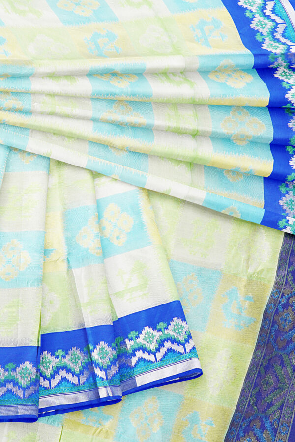 sri kumaran stores tussar silk white saree with blue border 5