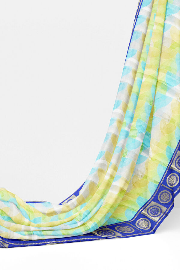 sri kumaran stores tussar silk white saree with blue border 1 3