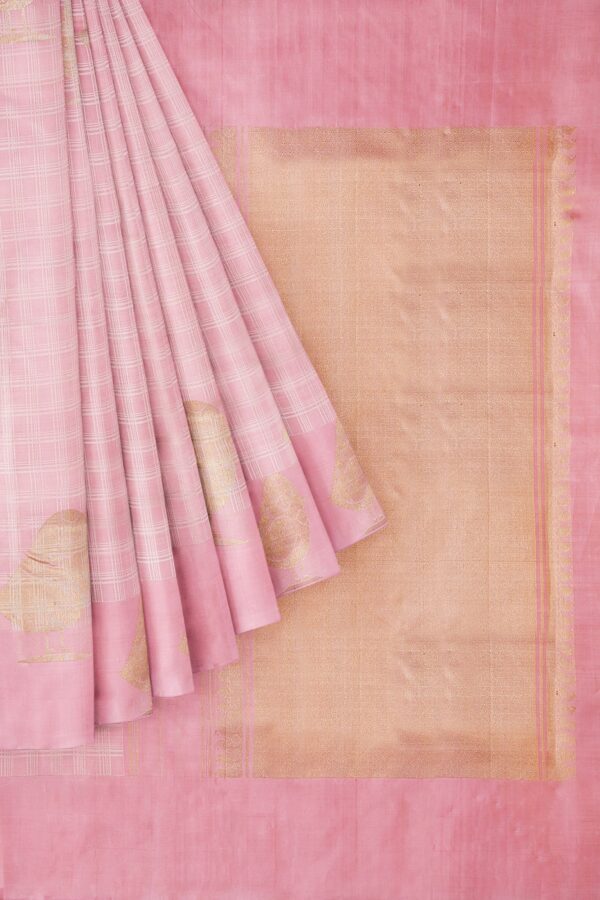 sri kumaran stores kanchipuram silk saree baby pink saree with baby pink border 1