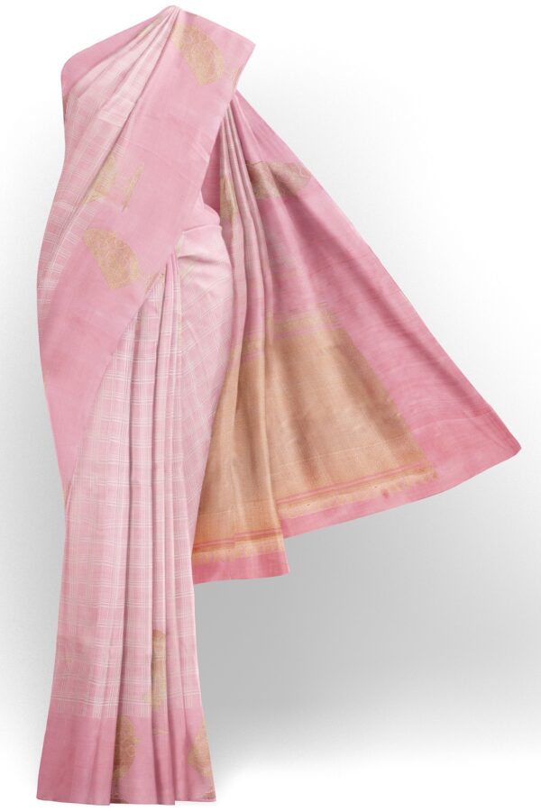 sri kumaran stores kanchipuram silk saree baby pink saree with baby pink border 2