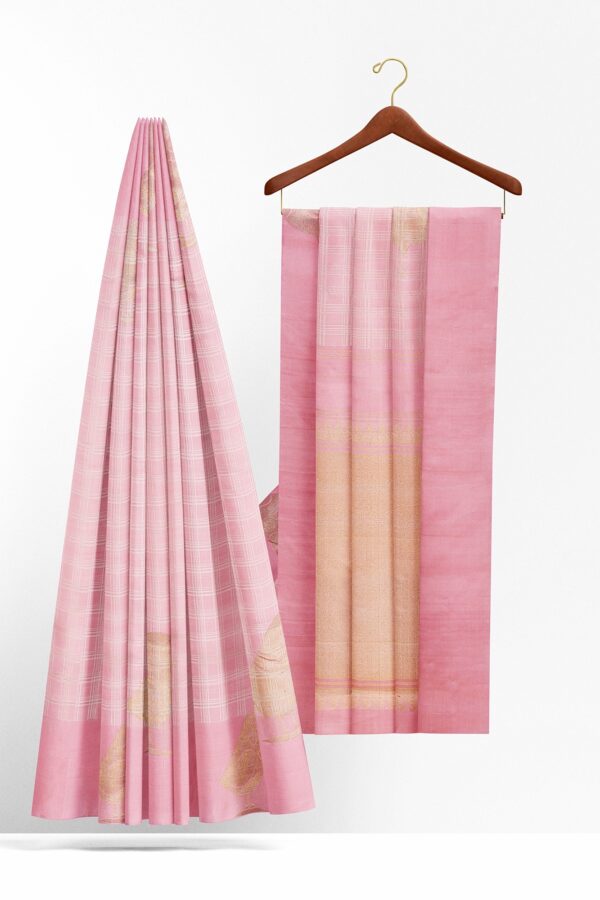 sri kumaran stores kanchipuram silk saree baby pink saree with baby pink border 3