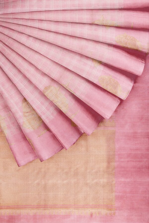 sri kumaran stores kanchipuram silk saree baby pink saree with baby pink border 4