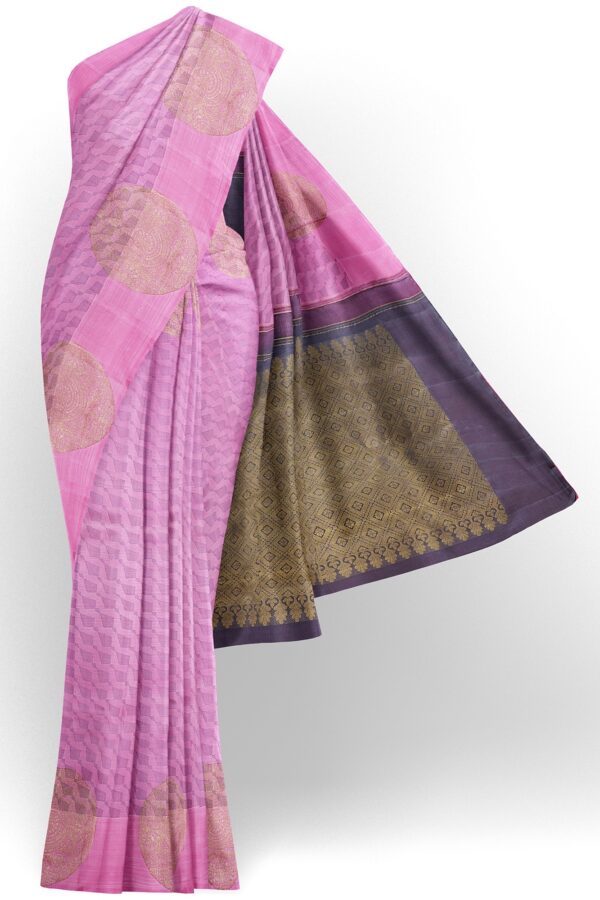 sri kumaran stores kanchipuram silk saree baby pink saree with baby pink border 1 2