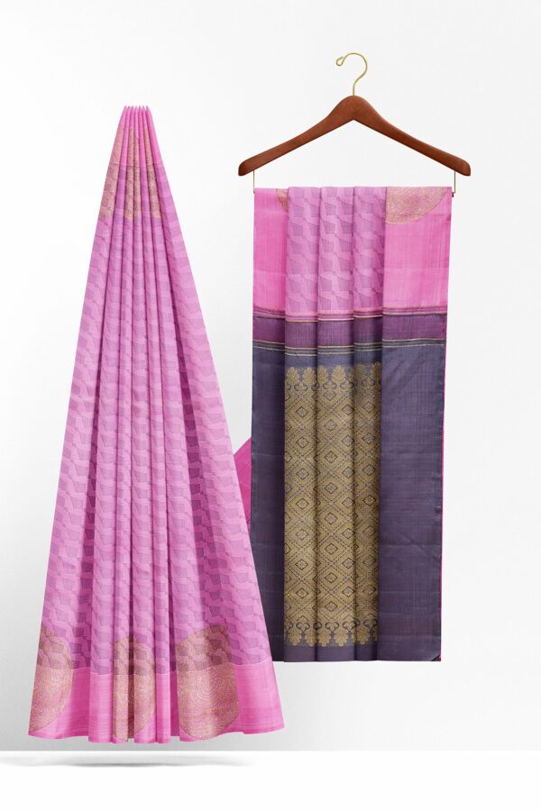 sri kumaran stores kanchipuram silk saree baby pink saree with baby pink border 1 3