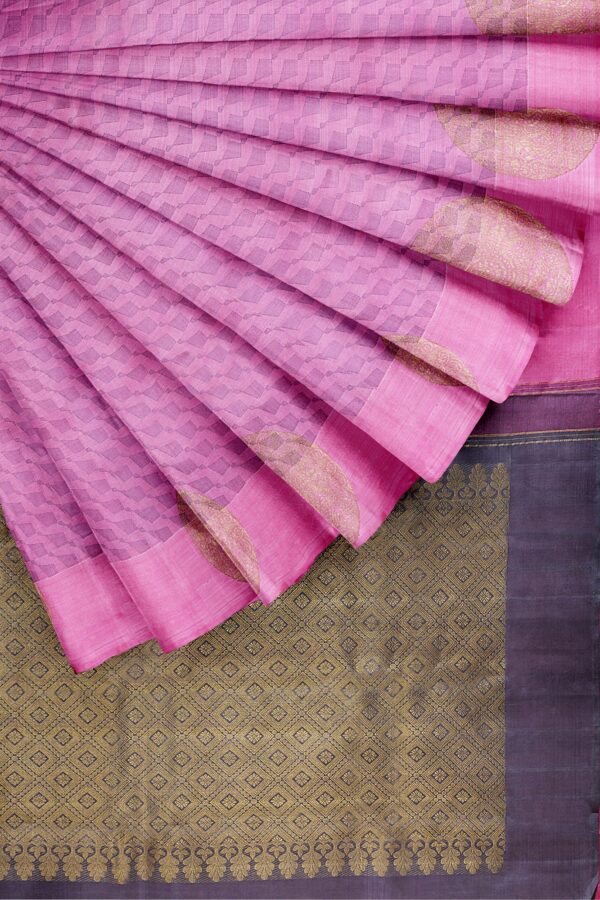 sri kumaran stores kanchipuram silk saree baby pink saree with baby pink border 1 4