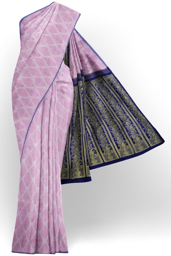sri kumaran stores kanchipuram silk saree baby pink saree with baby pink design border 2