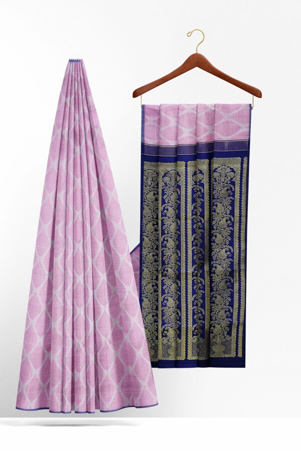 sri kumaran stores kanchipuram silk saree baby pink saree with baby pink design border 3