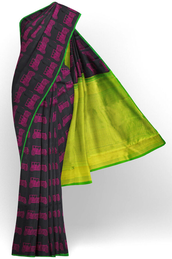 sri kumaran stores kanchipuram silk saree black saree with black border 2