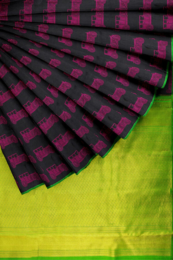 sri kumaran stores kanchipuram silk saree black saree with black border 4