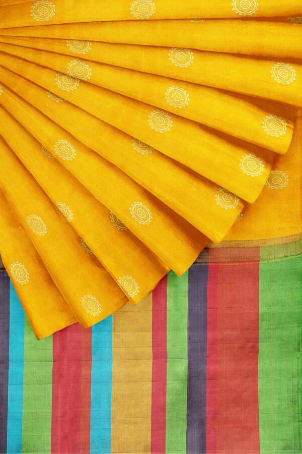sri kumaran stores kanchipuram silk saree golden yellow saree with golden yellow border 4