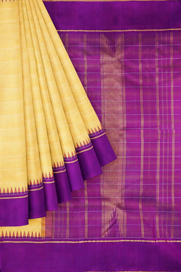 sri kumaran stores kanchipuram silk saree half white saree with purple border 1