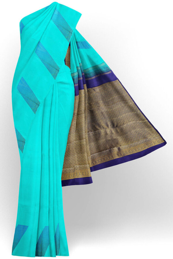sri kumaran stores kanchipuram silk saree light blue saree with light blue border 2