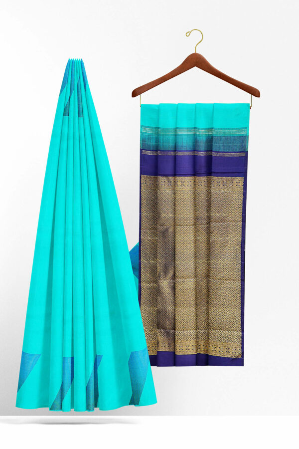 sri kumaran stores kanchipuram silk saree light blue saree with light blue border 3