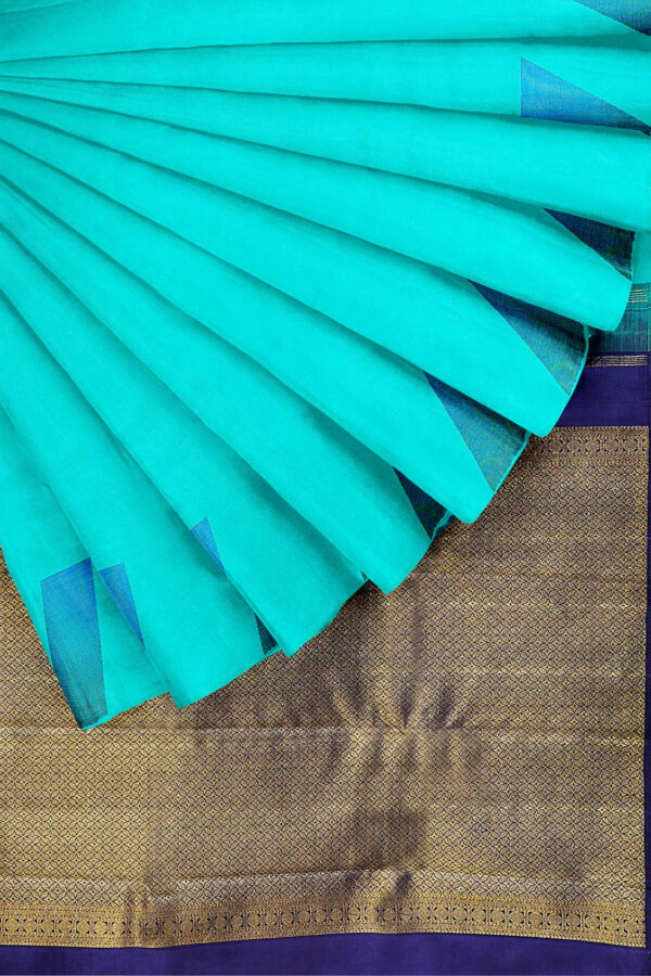 sri kumaran stores kanchipuram silk saree light blue saree with light blue border 4