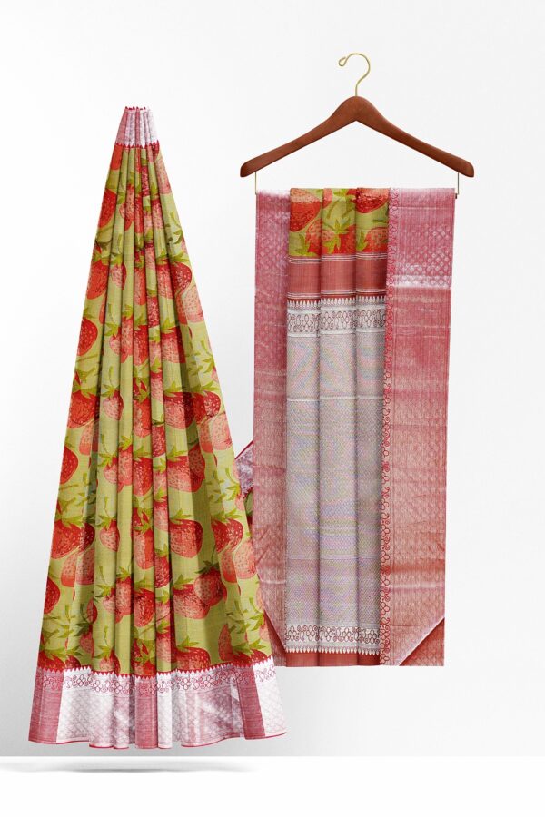 sri kumaran stores kanchipuram silk saree light green saree with silver pink border 3
