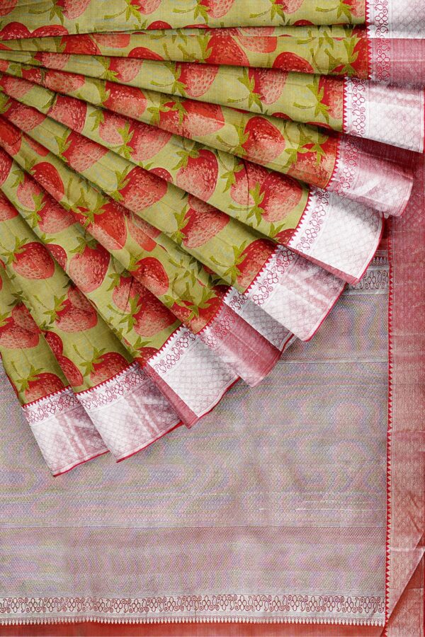 sri kumaran stores kanchipuram silk saree light green saree with silver pink border 4
