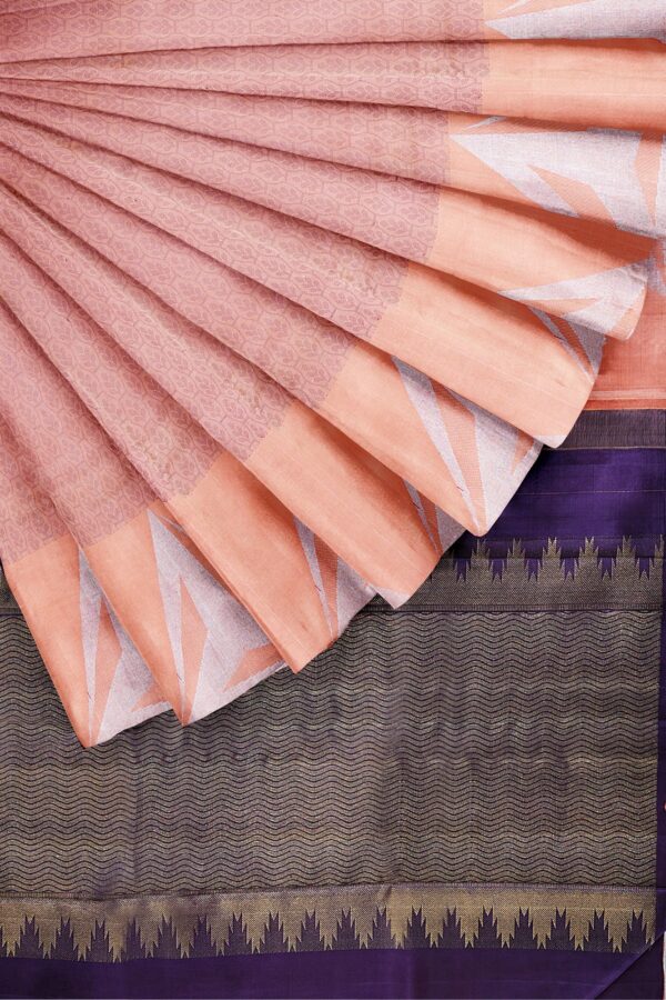 sri kumaran stores kanchipuram silk saree light orange saree with light orange border 1 4