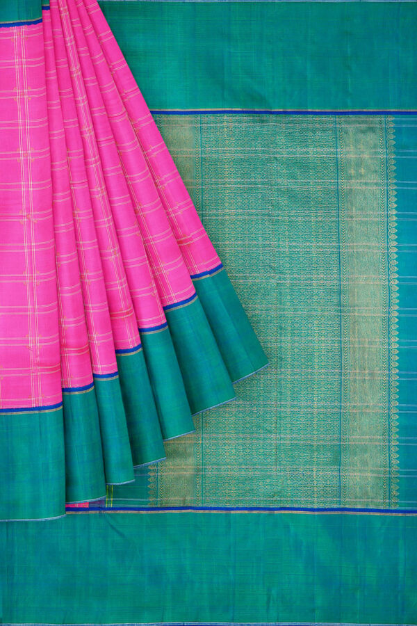 sri kumaran stores kanchipuram silk saree light pink saree with turquoise blue border 1
