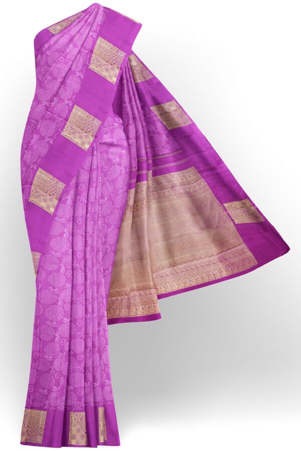 sri kumaran stores kanchipuram silk saree light purple saree with purple border 2