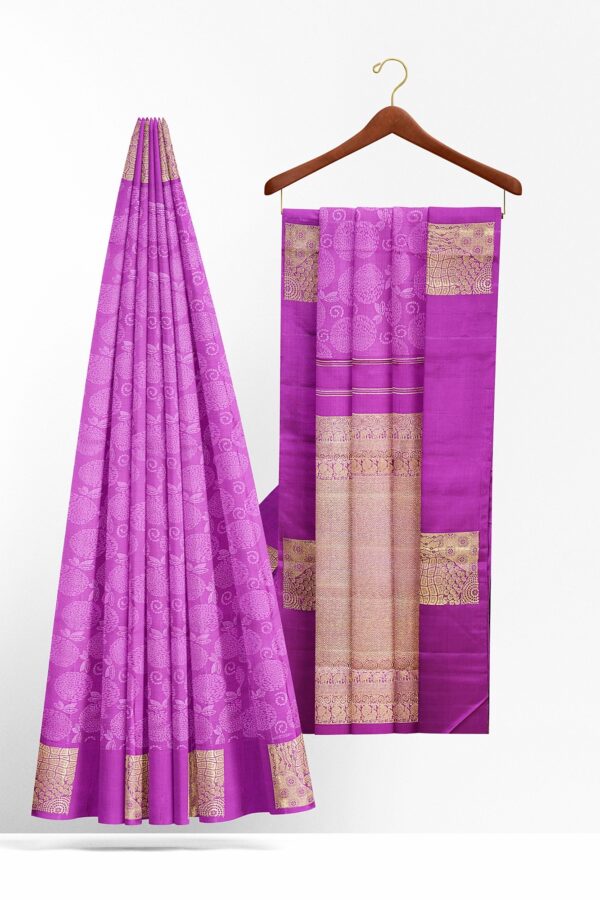 sri kumaran stores kanchipuram silk saree light purple saree with purple border 3
