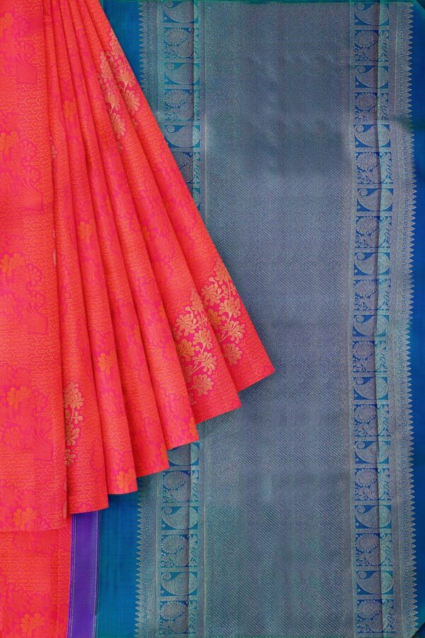 sri kumaran stores kanchipuram silk saree light red saree with light red border 1
