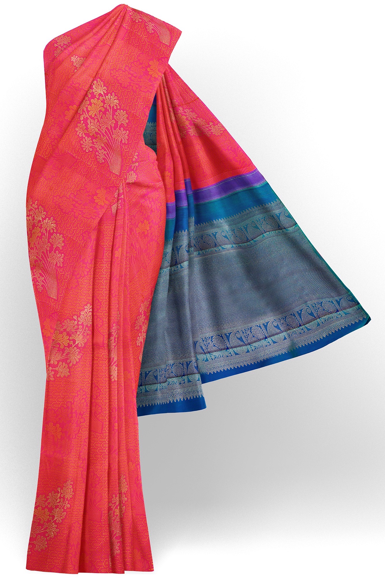sri kumaran stores kanchipuram silk saree light red saree with light red border 2
