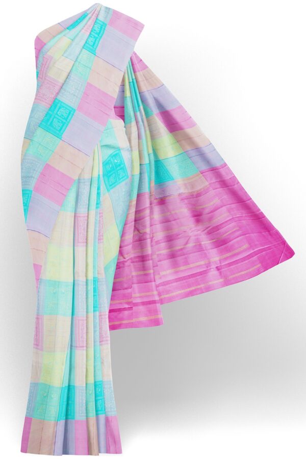 sri kumaran stores kanchipuram silk saree multicolour saree with multicolour border 2