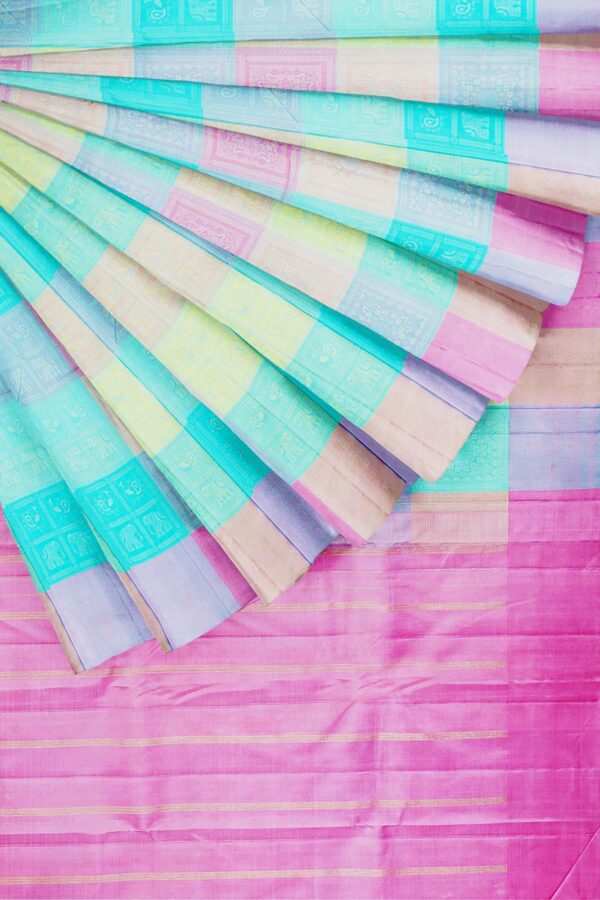 sri kumaran stores kanchipuram silk saree multicolour saree with multicolour border 4
