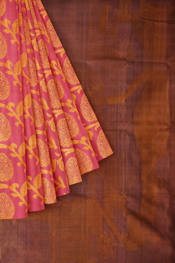 sri kumaran stores kanchipuram silk saree orange saree with orange border 1 1