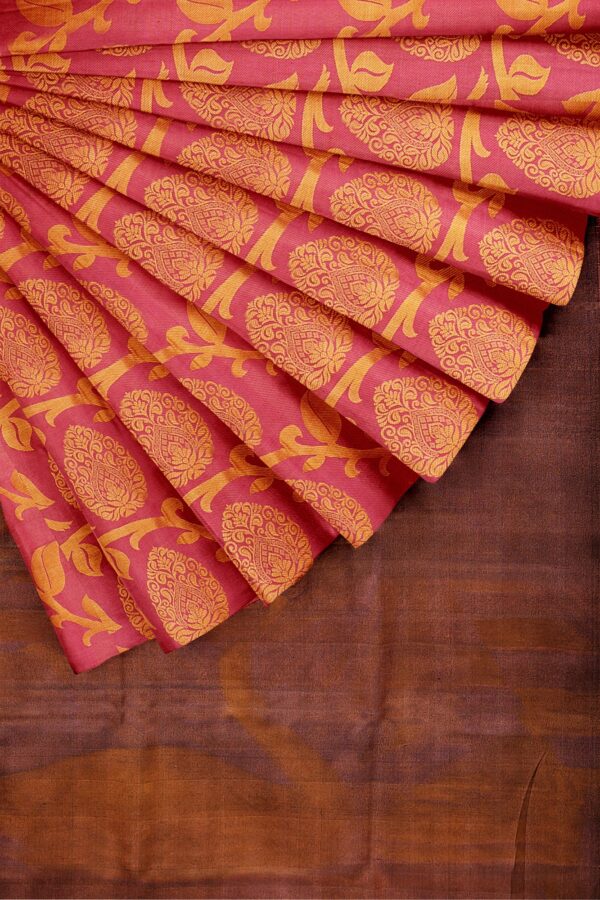 sri kumaran stores kanchipuram silk saree orange saree with orange border 1 4