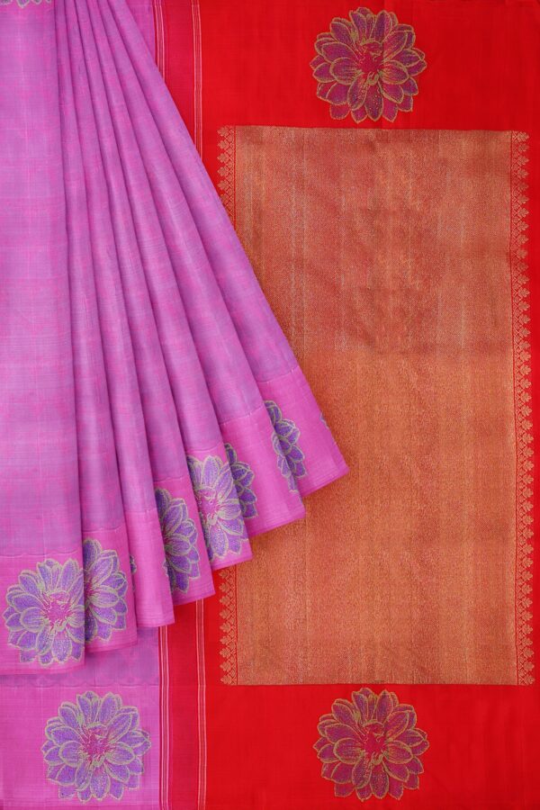 sri kumaran stores kanchipuram silk saree pink saree with pink border 1