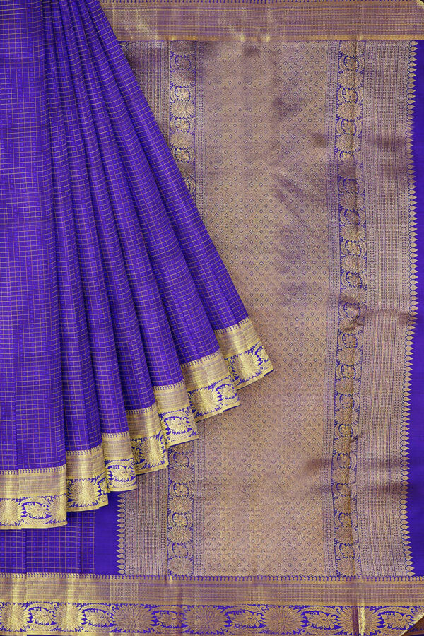 sri kumaran stores kanchipuram silk saree purple saree with golden border 1