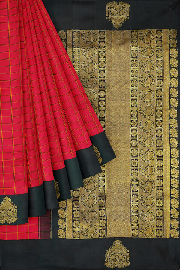 sri kumaran stores kanchipuram silk saree red saree with black border 1