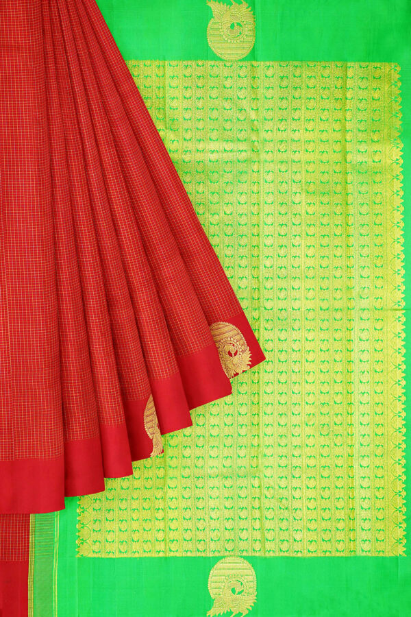 sri kumaran stores kanchipuram silk saree red saree with red border 1
