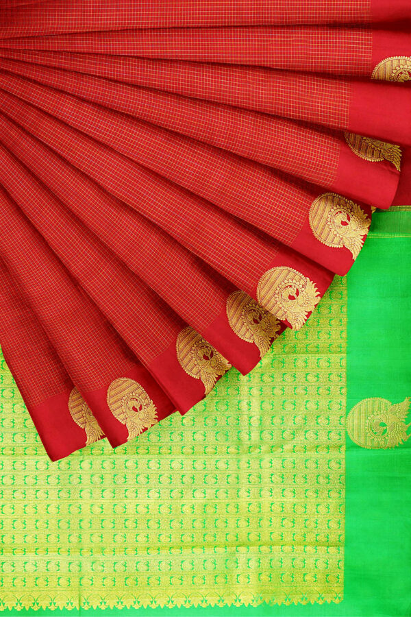 sri kumaran stores kanchipuram silk saree red saree with red border 4